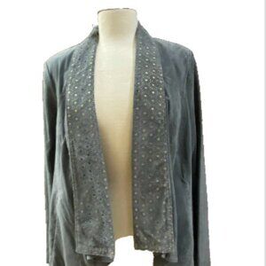 Elegant Gray  100% Leather Jacket with Cut-outs